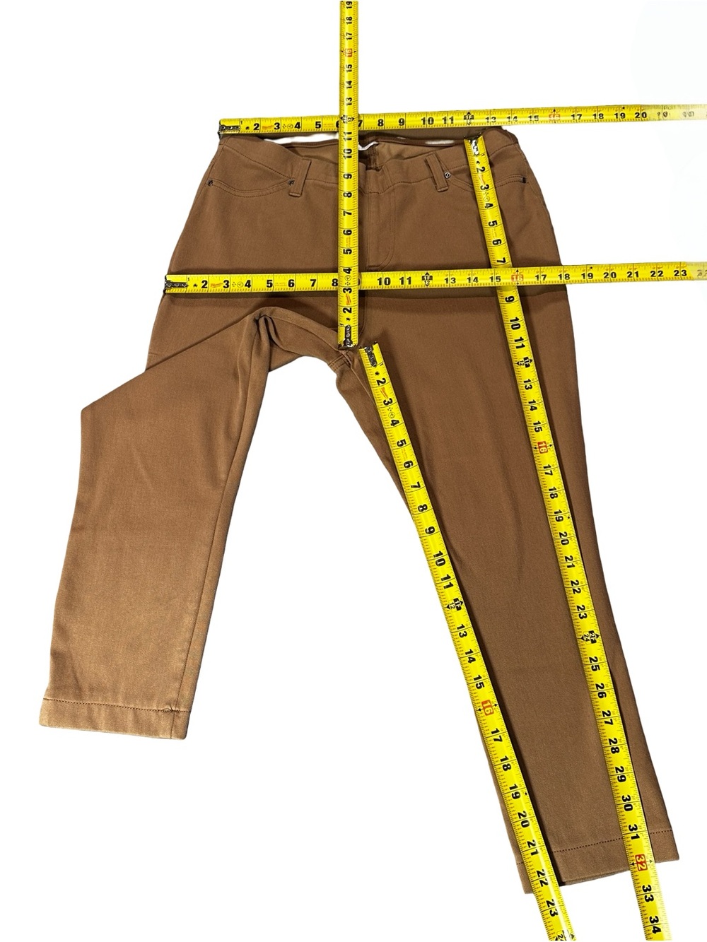 Time and Tru Brown Pull-On Stretch Capri Pants L 12-14 Cotton Blend - Picture 9 of 9